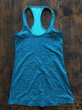lululemon athletica Teal Paisley Racerback Tank